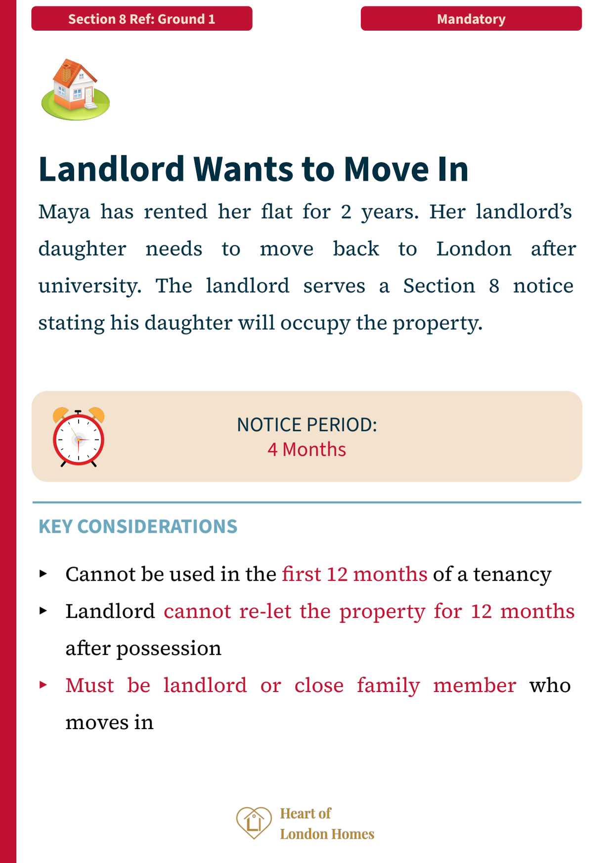 Ground 1 — Landlord wants to move in: mandatory ground requiring 4 months’ notice under the Renters’ Rights Act