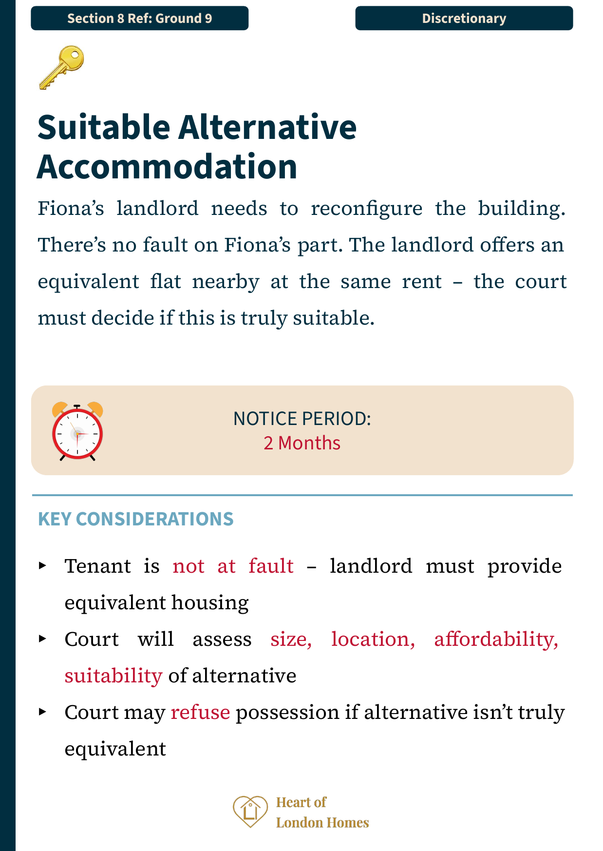 Ground 9 — Alternative accommodation: discretionary ground where court assesses suitability