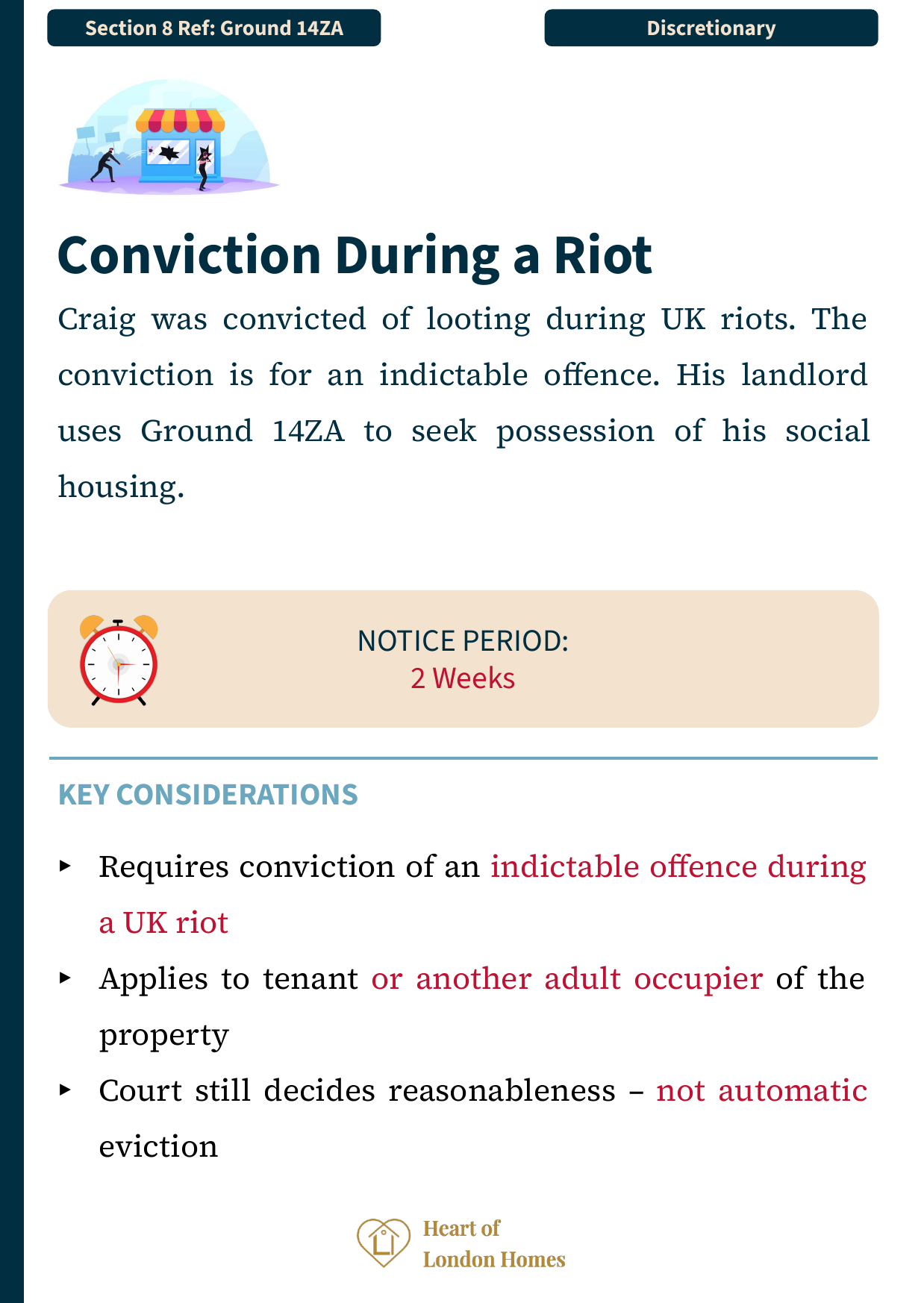 Ground 14ZA — Conviction during a riot: discretionary ground where court decides reasonableness